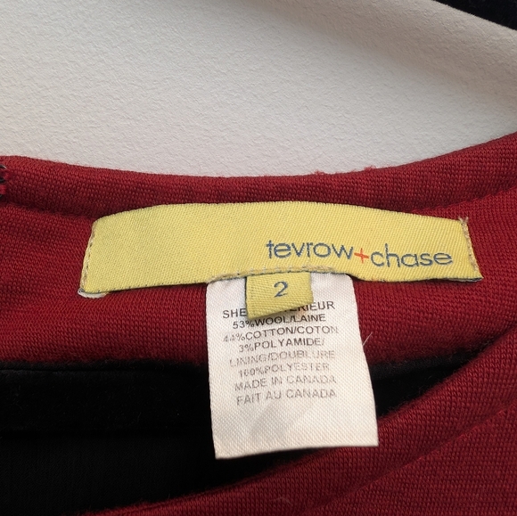 Tevrow + Chase Wool-Blend Burgundy Mini Dress | Size 2 | Made in Canada - Picture 6 of 7